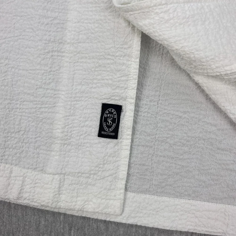 Todd Snyder Portuguese Seersucker Camp Shirt Men L White Loop Collar Long Sleeve - Picture 6 of 15